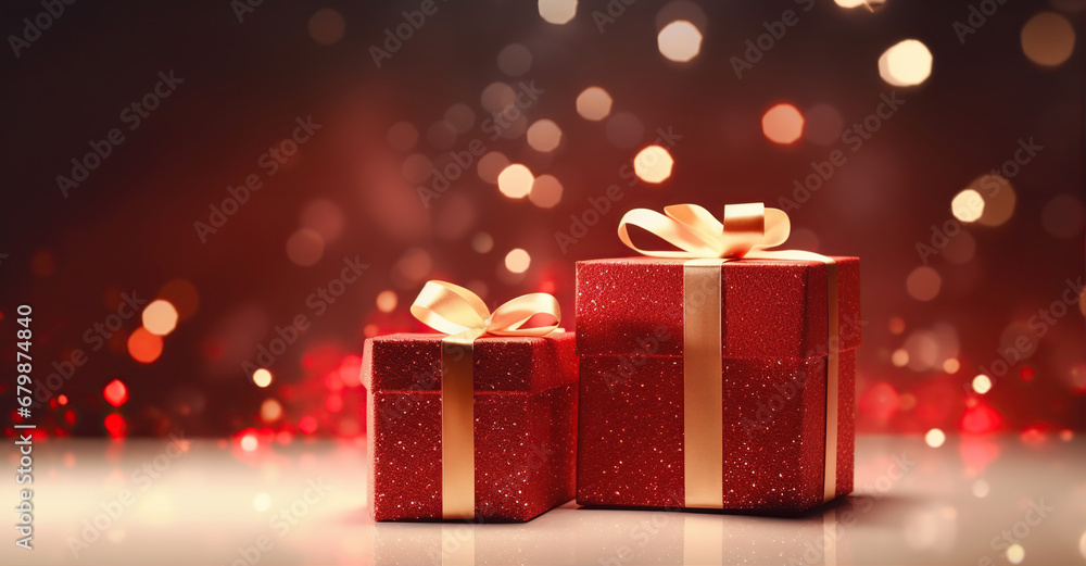 Christmas gift in the evening at home. Created with Generative AI Christmas gift in the evening at home. Created with Generative AI