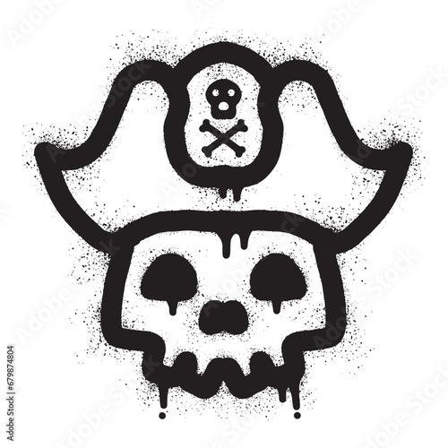 pirate skull graffiti with black spray paint
