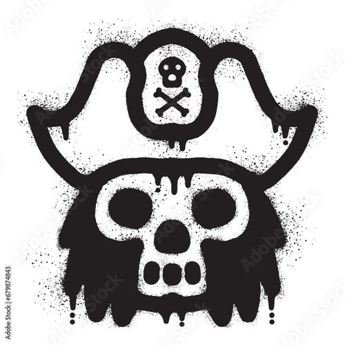 pirate skull graffiti with black spray paint