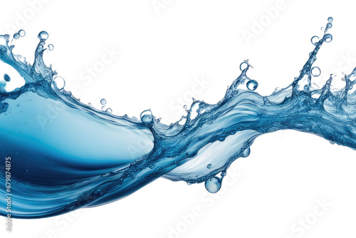 a high quality stock photograph of Blue water swirl splash with little bubbles isolated on clear png background, liquid flowing in form of wave isolated on a white background