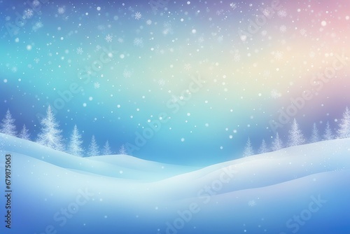 Pastel winter sky with snowflakes. Blue light color gradient. Fantasy soft blurred wallpaper. Vector Christmas landscape. © ramses