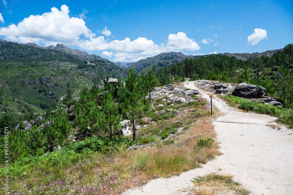 Landscapes of Peneda Geres National Park, North Portugal, view of the mountains, trees, selective focus