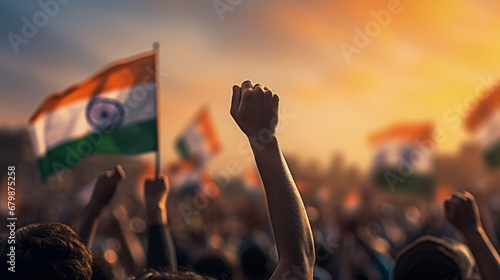 Wallpaper Mural India Republic Day. A vibrant scene unfolds on India Republic Day: Tri-color flags flutter in the patriotic breeze as people celebrate democracy, unity, and national pride. Torontodigital.ca