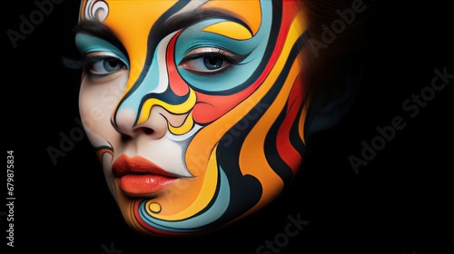 Optical illusion makeup face paintings