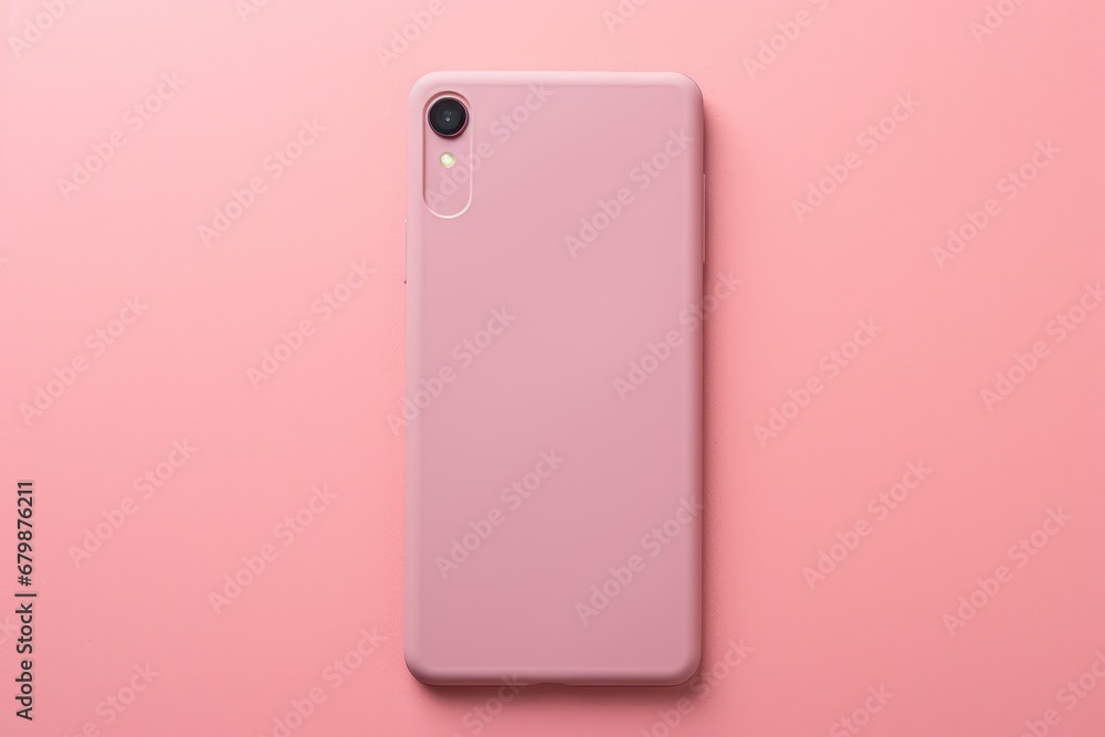 top view single silicone phone case against a soft pink backdrop top view single silicone phone case against a soft pink backdrop