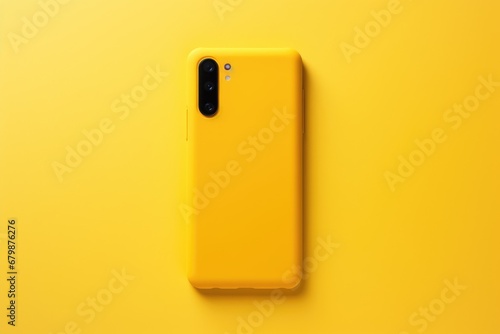 top view single silicone phone case against a soft yellow backdrop