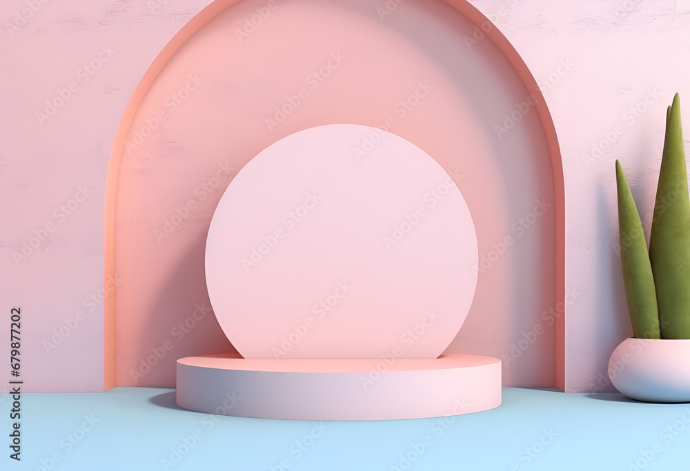 Stand podium wall scene pastel color background, geometric shape for product display presentation. Minimal scene for mockup products, stage showcase, promotion display. Stand podium wall scene pastel color background, geometric shape for product display presentation. Minimal scene for mockup products, stage showcase, promotion display.