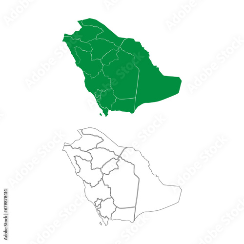 Saudi arabia map vector. National map of Saudi arabia with territory. Saudi arabia map with fill color and outline design. photo