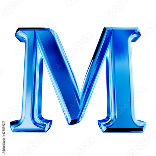 Blue symbol with bevel. letter m