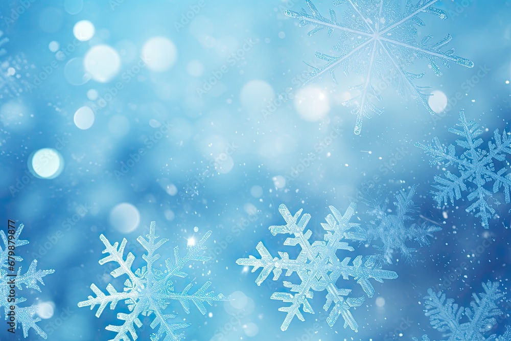 Winter background with snowflakes and bokeh lights. Christmas card Winter background with snowflakes and bokeh lights. Christmas card