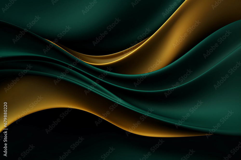 Obraz premium Yellow and Emerald Green Soft Wavy Background