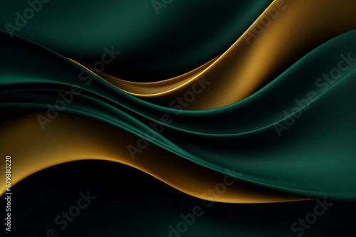 Yellow and Emerald Green Soft Wavy Background