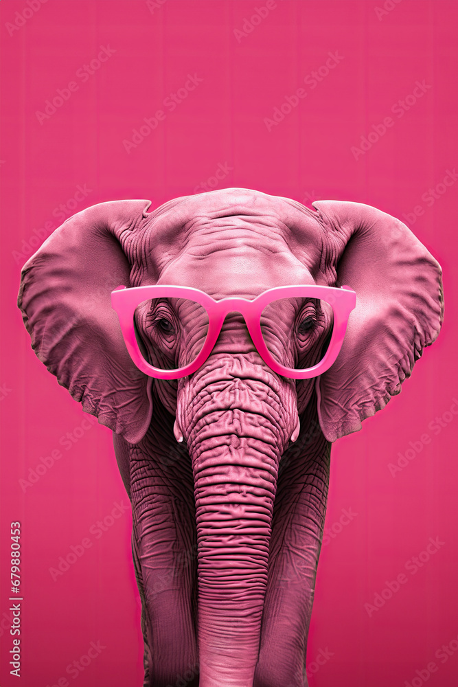 Vibrant pink elephant against a pink background Vibrant pink elephant against a pink background