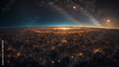 Panoramic view of a massive star cluster  containing thousands of stars - AI Generative