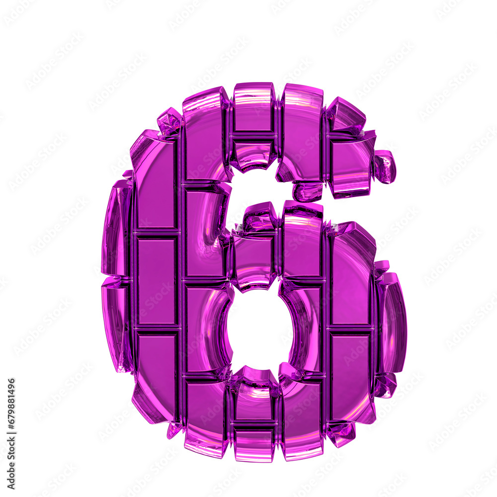 Symbol made of purple vertical bricks. number 6 Symbol made of purple vertical bricks. number 6