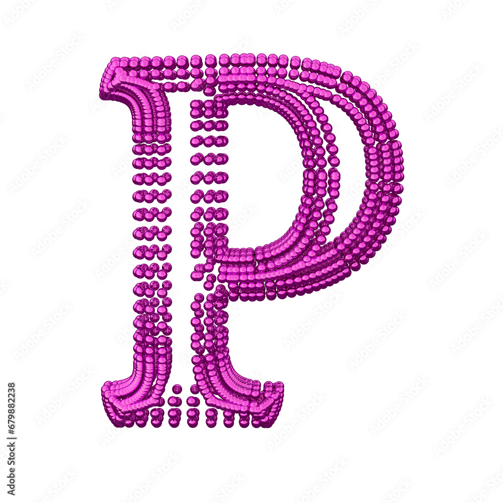 Symbol of small purple spheres. letter p
