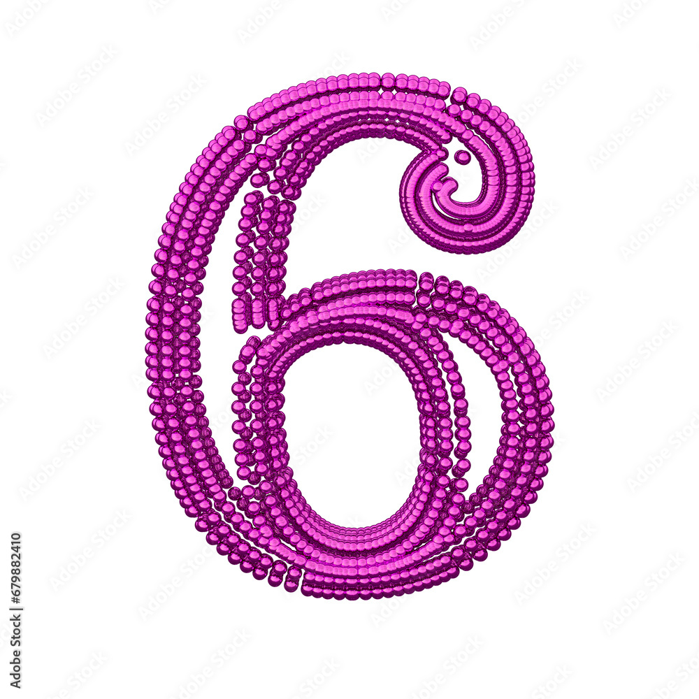 Symbol of small purple spheres. number 6 Symbol of small purple spheres. number 6