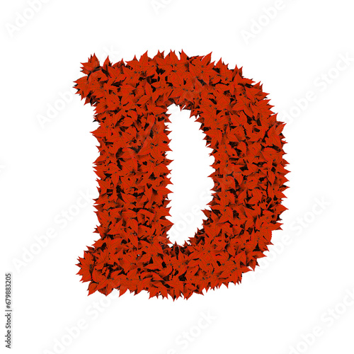 Symbol from red leaves. letter d