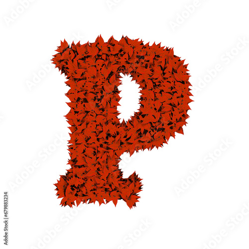 Symbol from red leaves. letter p