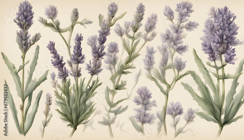 An ancient botanical illustration of Lavender