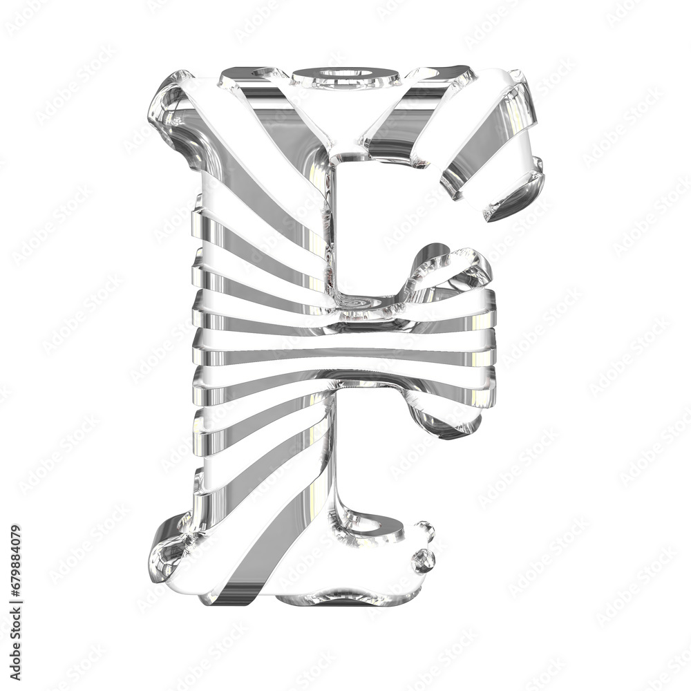 Obraz premium White symbol with silver straps. letter f