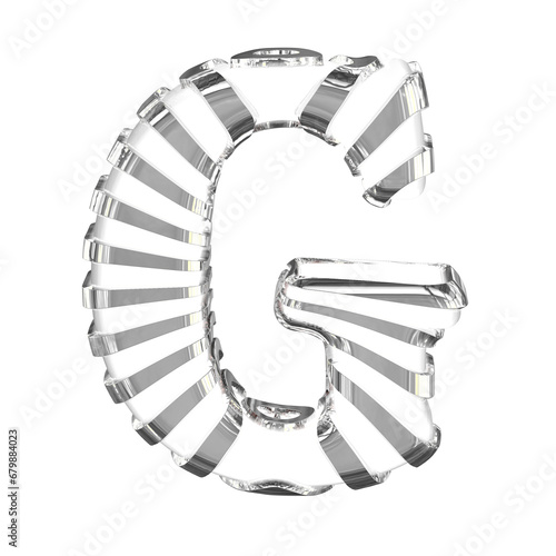 White symbol with silver straps. letter g