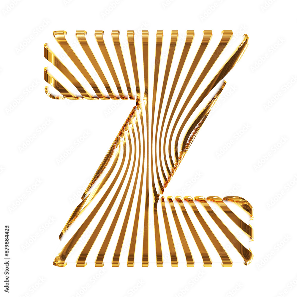 White symbol with ultra thin gold straps. letter z White symbol with ultra thin gold straps. letter z