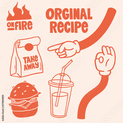 Hand drawn burger vector doodle. Hamburger sketch illustration for print, web and infographics.
