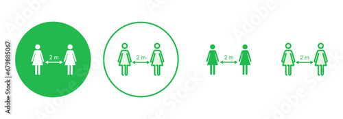 Social distancing icon set. social distance icon. self quarantine sign
