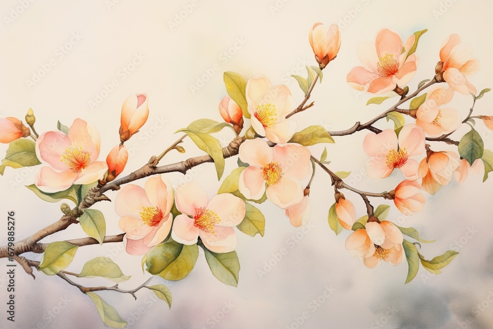 Fototapeta premium Delicate Apricot Watercolor Background