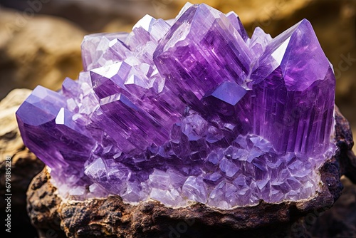 Amethyst Geode: Mystical Close-Up of Enchanting Amethyst Color for Beautifully Designed Photograph