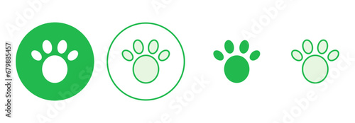 Paw icon set. paw print icon vector. dog or cat paw