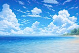 Azure Bliss: Serene Beach Scene of Clear Blue Sky