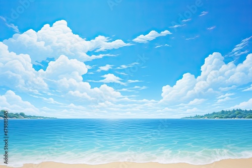 Azure Tranquility: Serene Beach Scene with Clear Sky