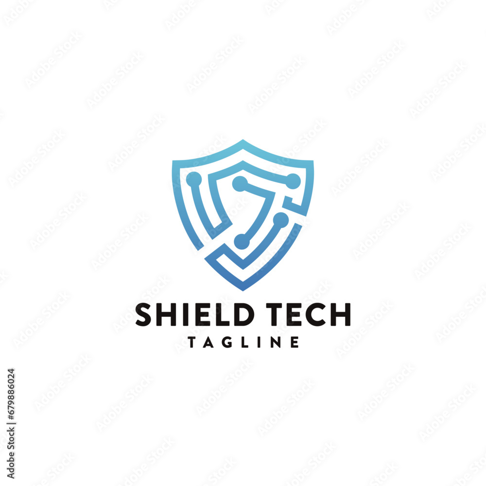 Cyber Security, Shield Tech Logo Symbol Design Template Flat Style Vector
Cyber Security, Shield Tech Logo Symbol Design Template Flat Style Vector
