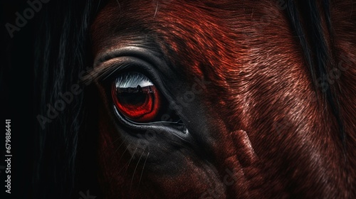 Red horse powerful stallion with eyes chestnut illustration picture AI generated art