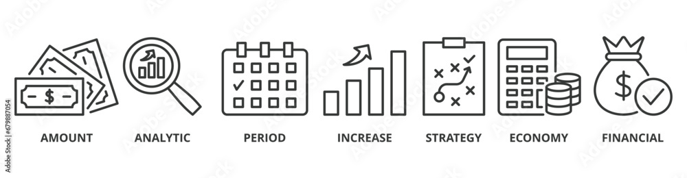 Sales growth banner web icon vector illustration concept with icon of amount, analytic, period, increase, strategy, economy and financial - obrazy, fototapety, plakaty 
