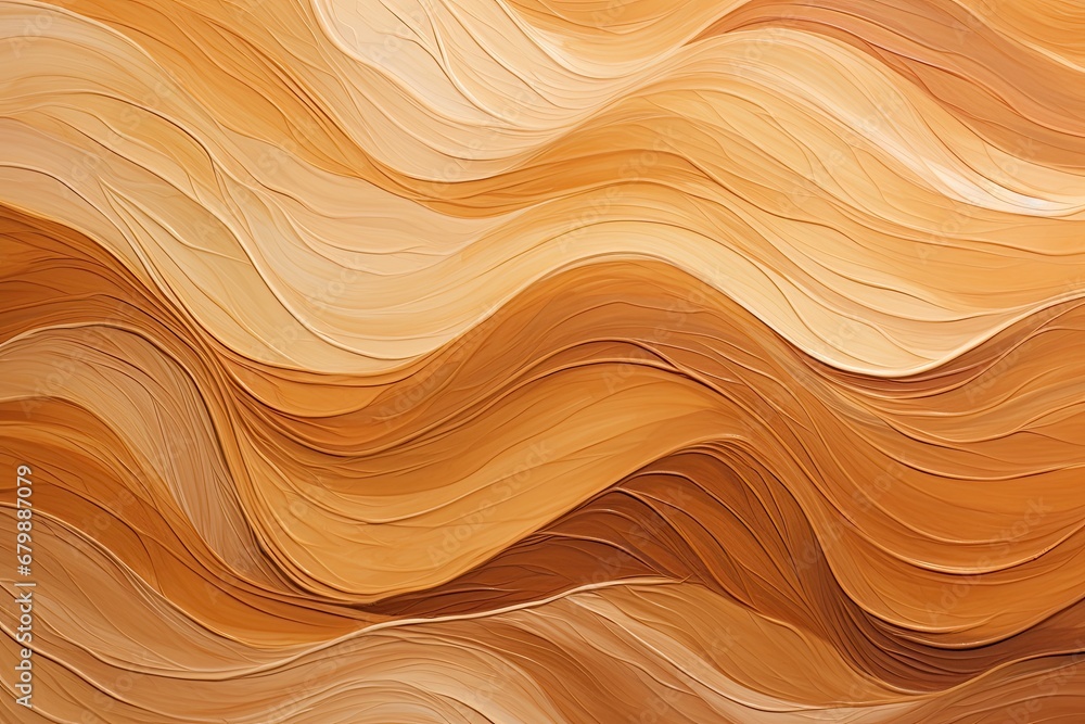 Caramel Colorscape: A Fragment of Wavy Patterned Artwork on Paper