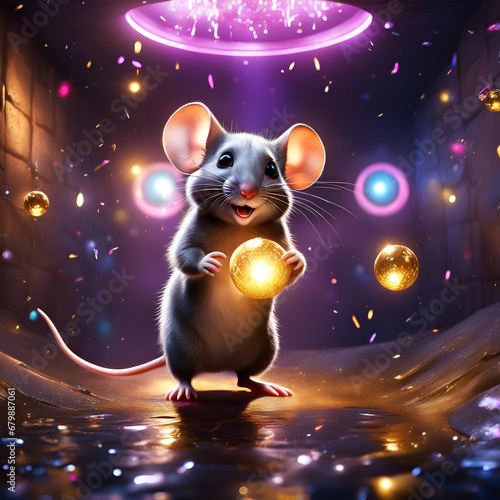 Illustration rigolote de souris faisant la fête dans les égouts 