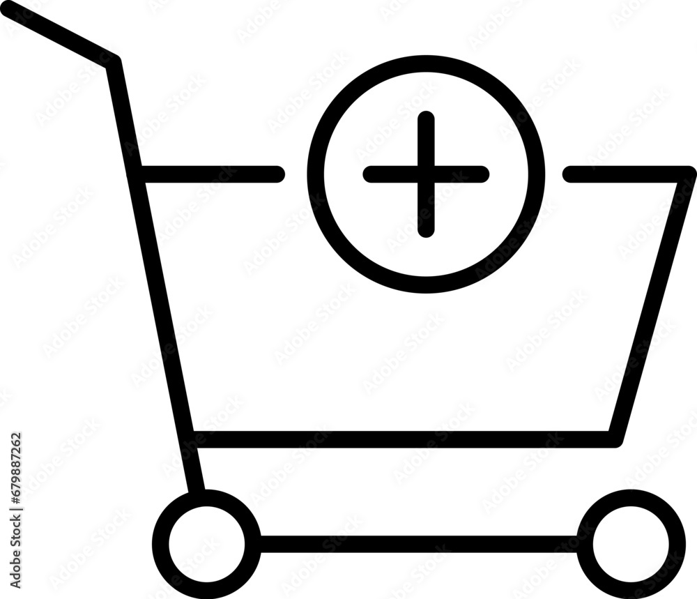 Shopping Cart by Plus Vector Line Symbol. Suitable for books, stores, shops. Editable stroke in minimalistic outline style. Symbol for design Shopping Cart by Plus Vector Line Symbol. Suitable for books, stores, shops. Editable stroke in minimalistic outline style. Symbol for design