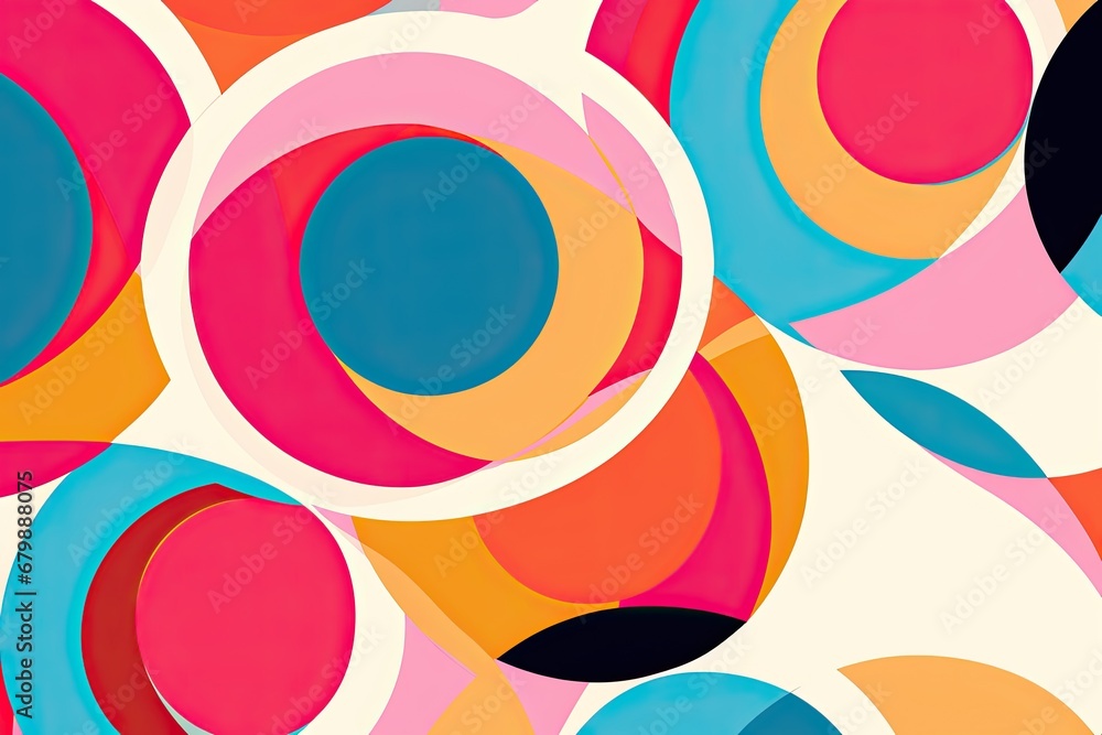 Fototapeta premium Colorful Fashion Circles: A Stylish Simple Decorative Pattern