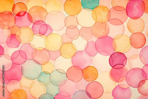 Vibrant Color Circles on Delicate Watercolor Background