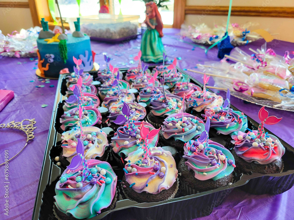 Colorful Mermaid Birthday Cupcakes