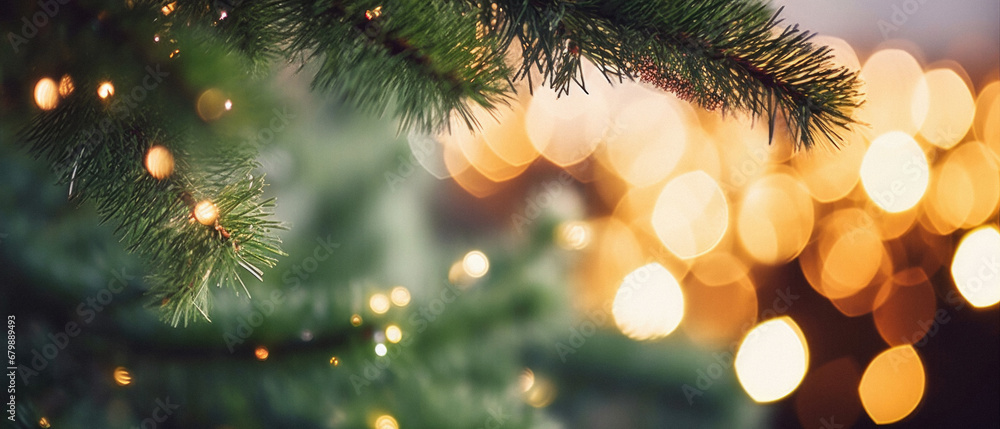 Christmas tree with lights bokeh background. Christmas and New Year concept. Christmas tree with lights bokeh background. Christmas and New Year concept.