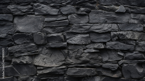 Fond d'un mur noir, texture ardoise, brique, charbon. Ambiance sombre. Arrière-plan pour conception et création graphique. photo