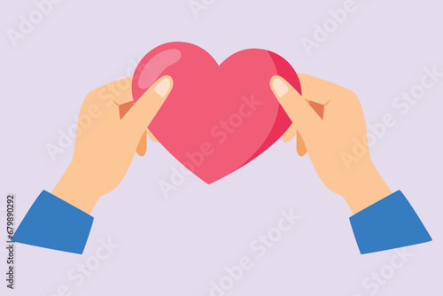 Happy People give love and optimistic. Love concept. Colored flat vector illustration isolated.