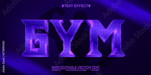 Bold Purple Gym Editable Vector 3D Text Effect