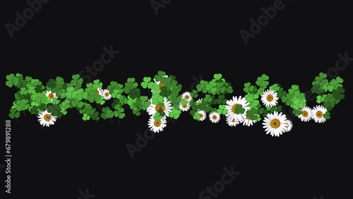 Title Plate Flowers - Colorful Gerberas and Rose Petals - Alpha Channel - Artistic 3D animation isolated on transparent background photo