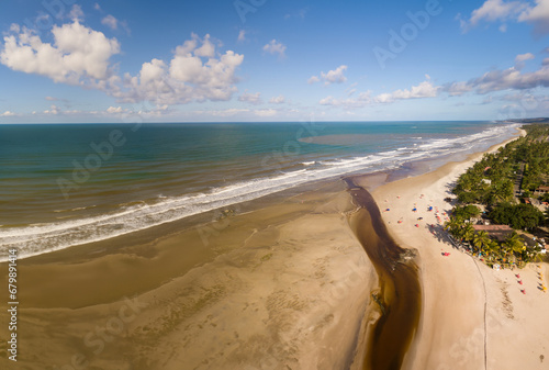Aerial view of Cururupe beach in Ilh  us Bahia Brazil.