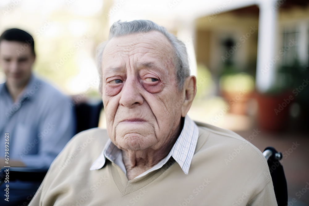 Two Men Seated Together, Reflecting on Memories and the Effects of Alzheimer's Disease Two Men Seated Together, Reflecting on Memories and the Effects of Alzheimer's Disease